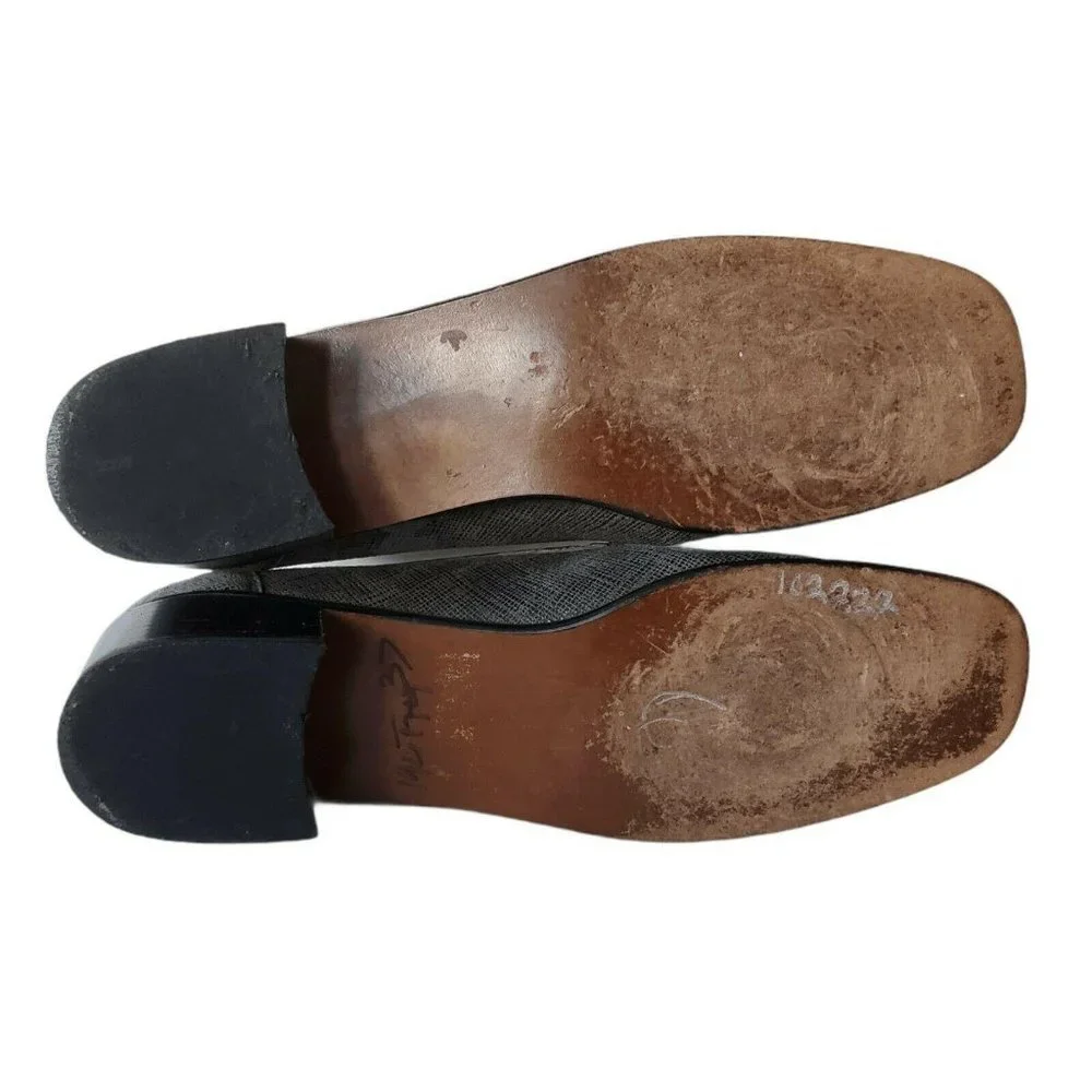 Stuart Weitzman Gray Leather Square Toe Pumps‎ 6AAA Slip-On 90s Business Casual